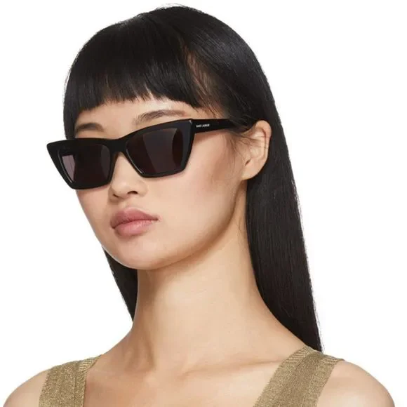 Saint Laurent SL276 MICA 001 Sunglasses Black Grey Cat Eye Women - Picture 4 of 9